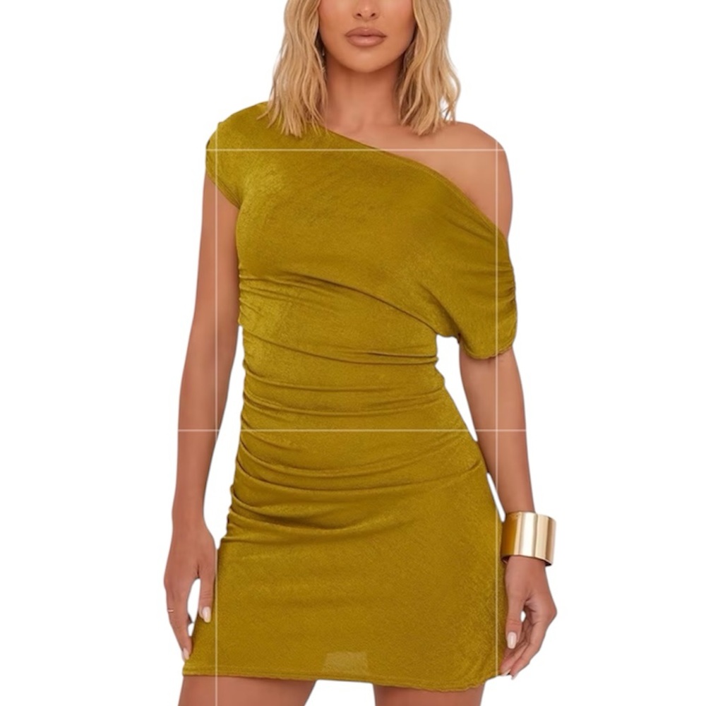 One-Shoulder Ruched Mini Dress | EGO